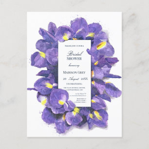 Invitation Carte Postale Etonnante Fête des mariées d'aquarelle violet Iris