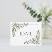 Invitation Carte Postale Eucalyptus Botanique Sage Vert Mariage RSVP (Debout devant)