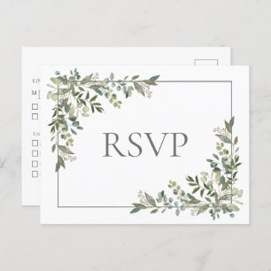 Invitation Carte Postale Eucalyptus Botanique Sage Vert Mariage RSVP Invit