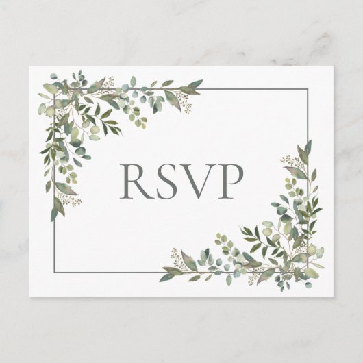 Invitation Carte Postale Eucalyptus Botanique Sage Vert Mariage RSVP Invit (Devant)