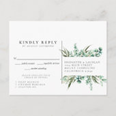 Invitation Carte Postale Eucalyptus Eucalyptus RSVP avec choix de repas (Dos)