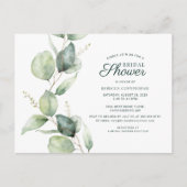 Invitation Carte Postale Eucalyptus Fête des mariées de script de feuillage (Devant)