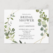 Invitation Carte Postale Eucalyptus Fête des mariées élégante (Devant)