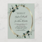 Invitation Carte Postale Eucalyptus Gold Sage QR Code RSVP Mariage (Devant)