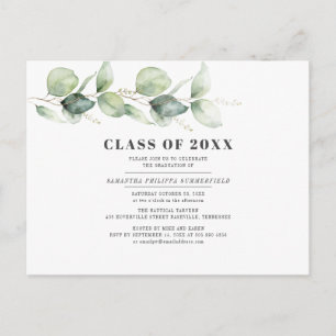 Invitation Carte Postale Eucalyptus Green Graduation 2022 Grad Party