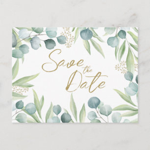 Invitation Carte Postale Eucalyptus lumière aquarelle Sage Enregistrer la d