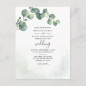 Invitation Carte Postale Eucalyptus Mariage botanique Script vert (Devant)