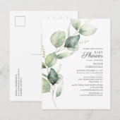 Invitation Carte Postale Eucalyptus Rustic Baby shower botanique Succulent (Devant / Derrière)