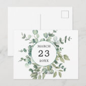 Invitation Carte Postale Eucalyptus Rustique Mariage de verdure (Devant / Derrière)