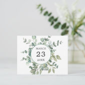 Invitation Carte Postale Eucalyptus Rustique Mariage de verdure (Debout devant)