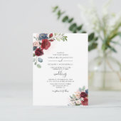 Invitation Carte Postale Eucalyptus Succulent Bourgogne Mariage floral (Debout devant)