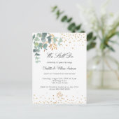 Invitation Carte Postale Eucalyptus verdure coeur or vow renouveau (Debout devant)