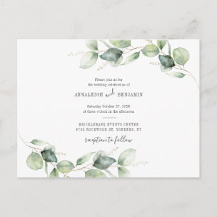 Invitation Carte Postale Eucalyptus Verdure Feuillage Mariage campagnard ru