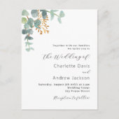 Invitation Carte Postale Eucalyptus verdure mariage moderne (Devant)