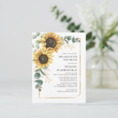 Invitation Carte Postale Eucalyptus Vert Sunflower Brunch avec Mariée (Debout devant)