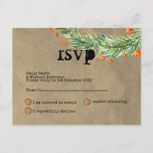 Invitation Carte Postale Événement Noël rustique fantaisiste RSVP Doodle Ar