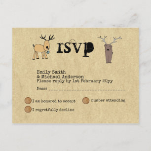 Invitation Carte Postale Événement Noël rustique fantaisiste RSVP Doodle Ar