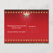Invitation Carte Postale Événement VIP Black Red Gold & Silver Glam Party (Dos)