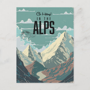 Invitation Carte Postale Faire de la randonnée dans les Alpes