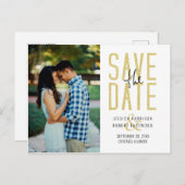 Invitation Carte Postale Faire part de date moderne avec typographie person (Devant / Derrière)