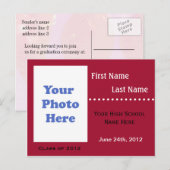 Invitation Carte Postale Faire-part/invitation de fin d'études secondaires (Devant / Derrière)