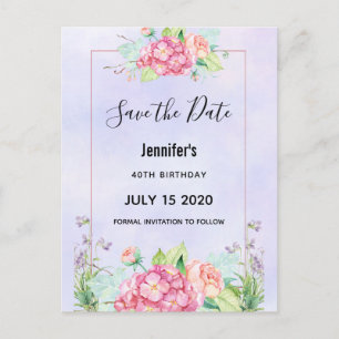 Invitation Carte Postale Faisceau floral aquarelle rose moderne Enregistrer