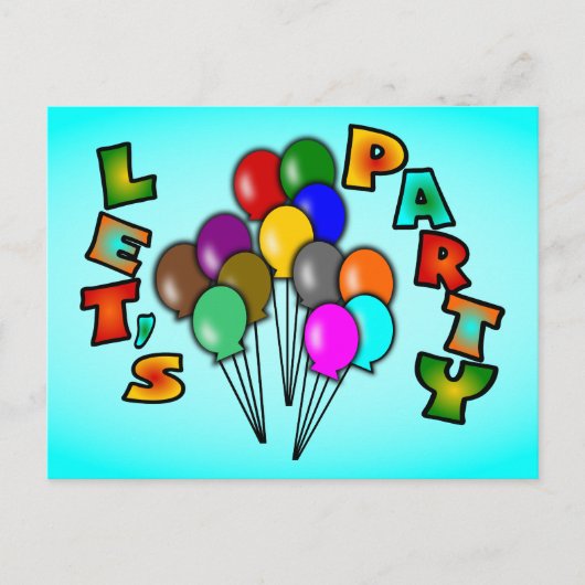 Invitation Carte Postale Faisons la fête avec des bouquets de ballons, mult (Devant)