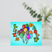 Invitation Carte Postale Faisons la fête avec des bouquets de ballons, mult (Debout devant)