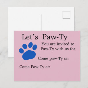 Invitation Carte Postale Faisons la Fête d'Anniversaire du Chien Rose