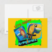 Invitation Carte Postale Faisons la fête - Perroquets (Devant / Derrière)