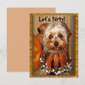 Invitation Carte Postale Faisons la fête pour Halloween Yorkie (Devant / Derrière)