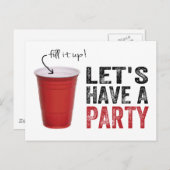 Invitation Carte Postale Faisons une fête ! Funny Red Cup (Devant / Derrière)