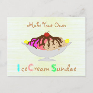 Invitation Carte Postale Faites votre propre crème glacée Sundae Party Invi