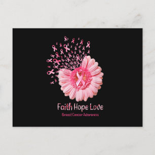 Invitation Carte Postale Faith Hope Love Pink Ribbon Sunflower Cance de la