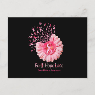Invitation Carte Postale Faith Hope Love Pink Ribbon Sunflower Cance de la 
