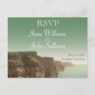 Invitation Carte Postale Falaises de thème Mariage irlandais de Moher RSVP