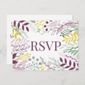 Invitation Carte Postale Fall Boho jardin violet jaune fleuri (Devant / Derrière)