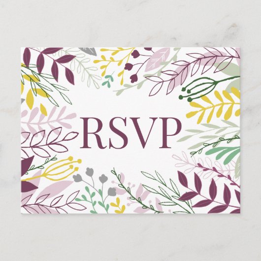 Invitation Carte Postale Fall Boho jardin violet jaune fleuri (Devant)