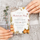 Invitation Carte Postale Fall In Love Botanical Citrouille Bachelorette Par