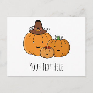 Invitation Carte Postale Famille de citrouilles personnalisée