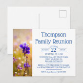 Invitation Carte Postale Famille Fleurs sauvages bleus (Devant / Derrière)