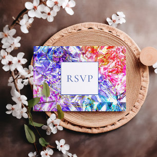 Invitation Carte Postale Fancy Diamond Look Rainbow Gemstone Wedding RSVP