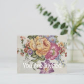 Invitation Carte Postale Fancy Florale (Debout devant)