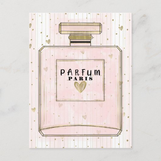Invitation Carte Postale Fard Rose & Or Paris Parfum Beauté Party (Devant)