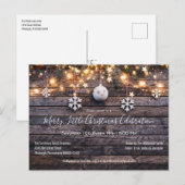 Invitation Carte Postale Farmhouse rustique Bois & Étoiles Fête de Noël (Devant / Derrière)