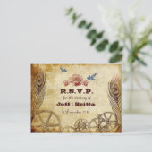 Invitation Carte Postale Faux Antique Gold Victorian Steampunk Mariage (Debout devant)