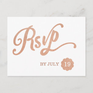 Invitation Carte Postale Faux Copper RSVP