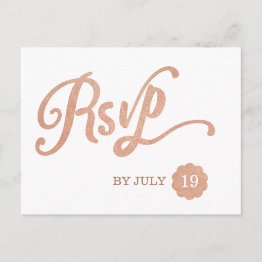 Invitation Carte Postale Faux Copper RSVP (Devant)
