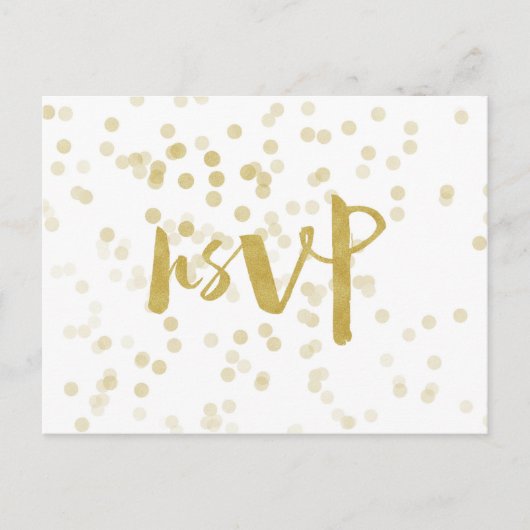 Invitation Carte Postale Faux Gold Foil Confetti RSVP (Devant)