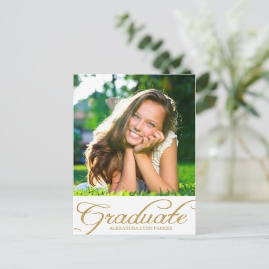 Invitation Carte Postale Faux Gold Parties scintillant Graduation Party Inv (Debout devant)